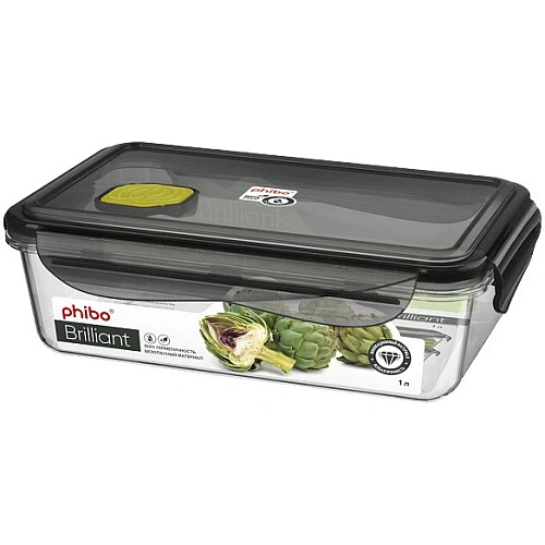 Контейнер для продуктов с клапаном 1л прямоугольный "BRILLIANT" черный 431179413