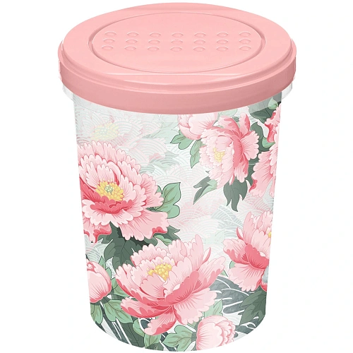 Банка с завинчивающейся крышкой "Asti" 1л с декором "Сад пионов" (розовый) 223153408/04