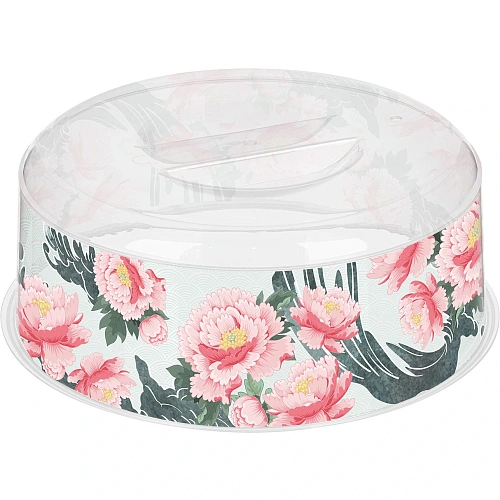 Крышка для СВЧ "Bergamo" D250мм с декором "Сад пионов" (бесцветный) 223152801/00
