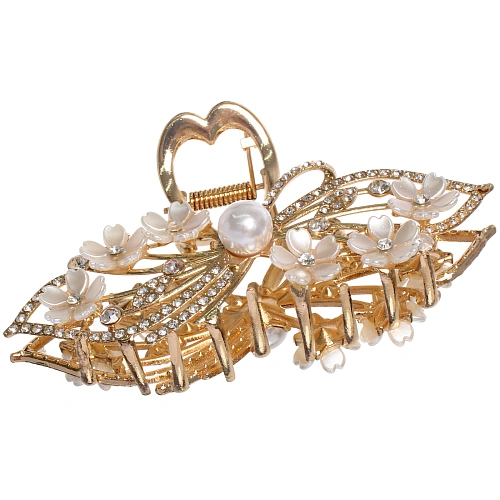 Заколка - краб для волос на блистере LAVITA, листики, цвет серебро и золото, 115,5см_6