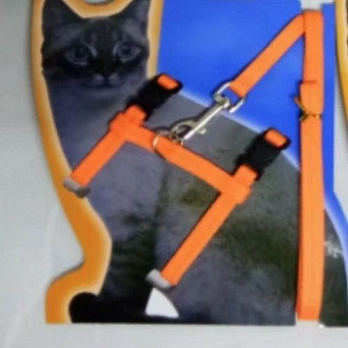 Шлейка с поводком "Веселая прогулка" 120см цвет оранжевый