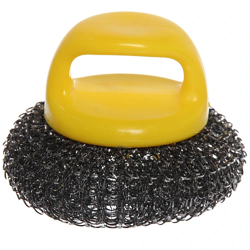 Губка для посуды металлическая  для мытья посуды с ручкой (25 грамм без ручки)_3