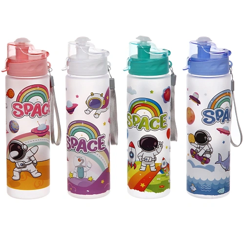 Бутылка питьевая пластиковая 700мл "Космос", микс цветов