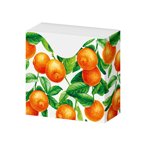 Салфетки бумажные 33x33 GrandPero Мандарины, в коробочке 2сл 25л 