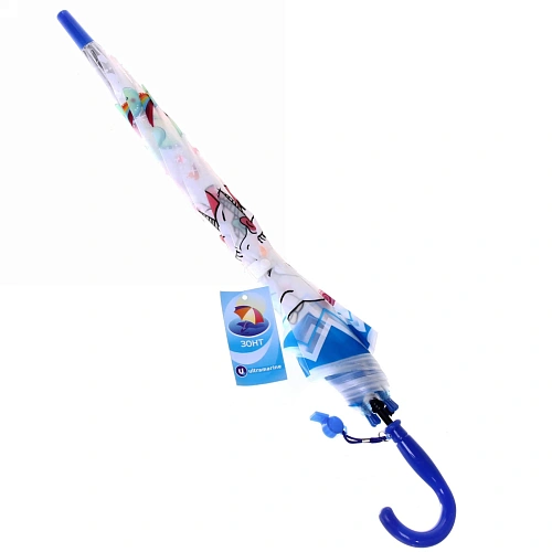 Зонт детский полуавтомат со свистком Сказочные единорожки, 8 спиц, d-86, в сложе виде 65см_4