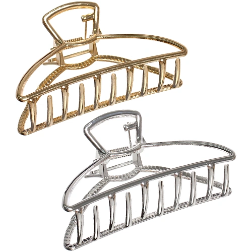 Заколка - краб для волос на блистере "PREMIUM", сантьяго, цвет серебро и золото, 7,5см