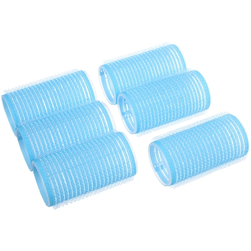Бигуди липучки, 6шт., однотонные, голубой, d-3см