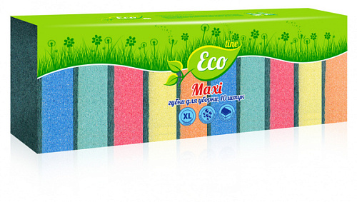 Губка для посуды 10шт макси "ECO LINE"