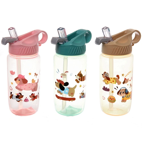 Бутылка питьевая пластиковая 580мл Песики, микс цветов_3