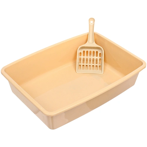 Лоток - туалет для кошек с совком "ЧИСТЫЕ ЛАПКИ", цвет бежевый, 37*27*8.6см 