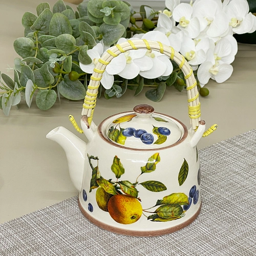 Чайник заварочный керамический 700мл с ситом Апельсины_8