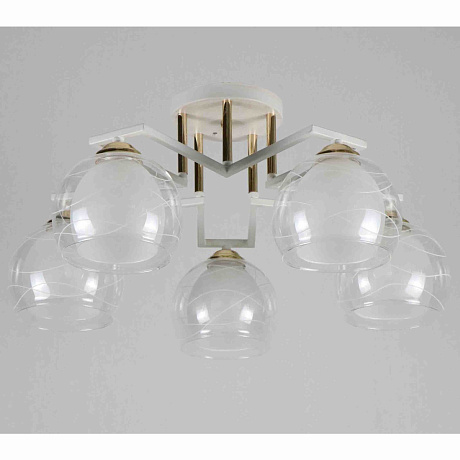 Люстра 5*40Вт Е27 60*60*20см бело-золотой 3-M225/5