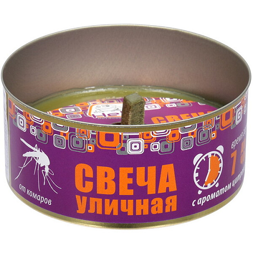Свеча уличная от комаров в жестяной банке, цитронелла "HELP" 