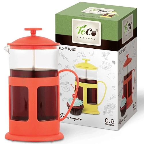 Френч-пресс 600мл "TECO" красный