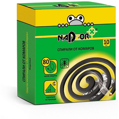 Спирали от комаров малодымные без запаха черные 10штук "Nadzor"