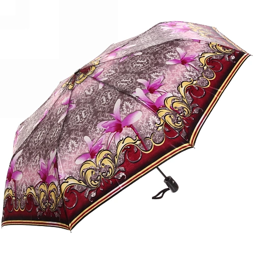 Зонт женский полуавтомат Ультрамарин - Венера, микс 6 цветов, 8 спиц, d-100см, длина в слож виде 28см, голубые цветы_19