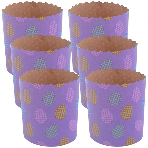 Форма для выпечки кулича бумажная "Яйца". Набор 6 шт. Диаметр 7см, высота 8,5см МТ8-233