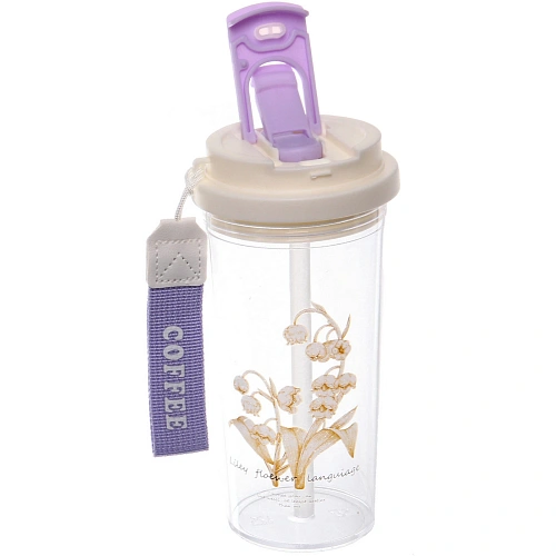 Бутылка питьевая пластиковая 500мл Ландыши, микс цветов_11