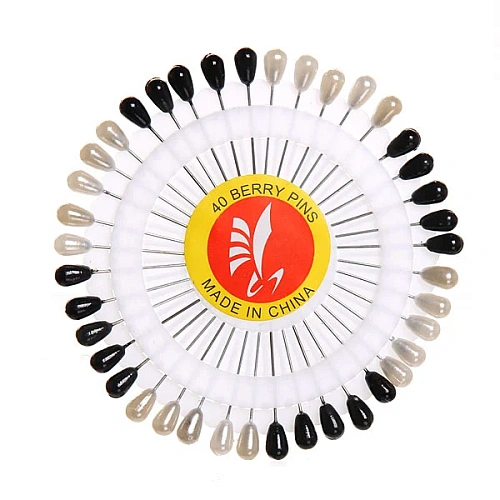 Булавки портновские 40шт на круге, цвет черный и белый, d8,5см 346-3
