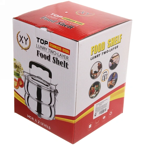 Контейнер для продуктов металлический 13,511см 2 уровня, круглый_7