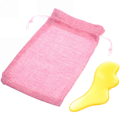 Массажер для лица и шеи декольте Лопатка "Gua sha", волна, цвет кораловый, в холщевом мешочке,10*4см/16,9гр