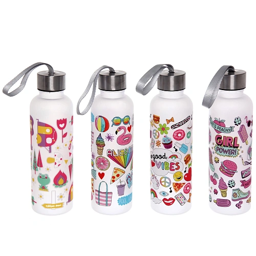 Бутылка питьевая пластиковая 600мл Летний микс, микс цветов_4