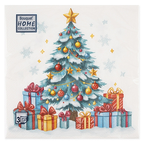 Салфетки бумажные Home Collection Classic "Чудесная ёлочка" 33х33 , 3 слоя, 20л