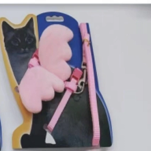 Шлейка с поводком "Ангел на прогулке" 150см цвет светло - розовый