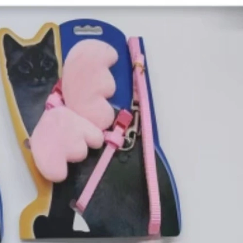 Шлейка с поводком "Ангел на прогулке" 150см цвет светло - розовый