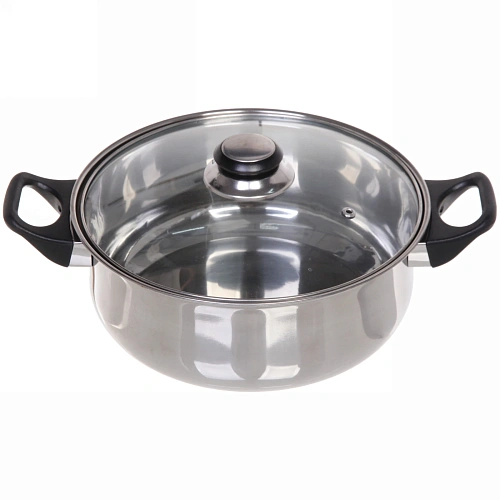 Кастрюля из нержавеющей стали "Cook" 3,4л со стеклянной крышкой 24*9см