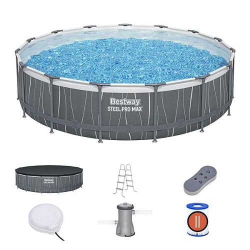 Бассейн каркасный Led Round Pool Set 457*107 см + 4 аксессуара Bestway (561GD)
