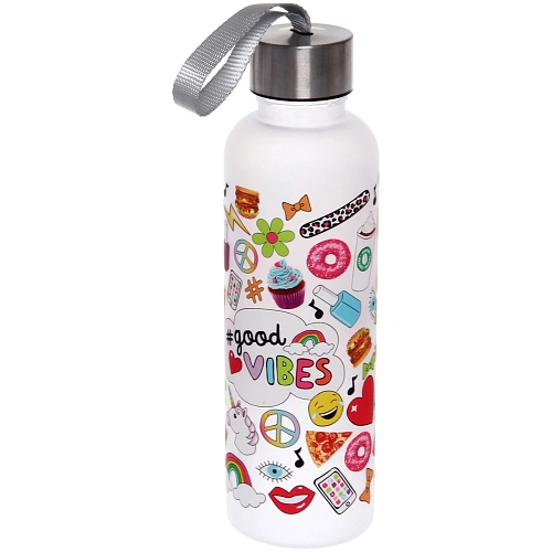 Бутылка питьевая пластиковая 600мл Летний микс, микс цветов_19