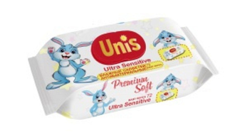 Салфетки влажные для детей "Unis" c Д-пантенолом  72 шт