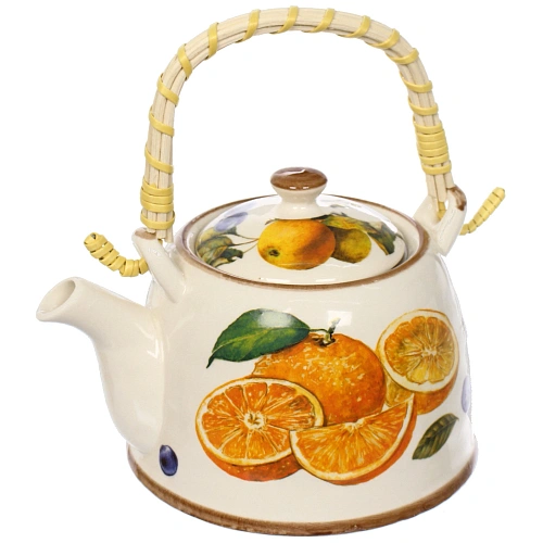 Чайник заварочный керамический 700мл с ситом Апельсины_7