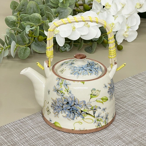 Чайник заварочный керамический 700мл с ситом Сирень_7