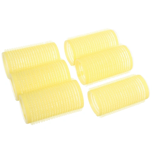 Бигуди липучки, 6шт., однотонные, желтый, d-3см