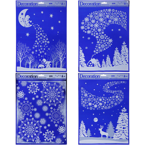 Наклейка на стекло "Морозы" 38*30 см, микс