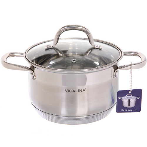 Кастрюля из нержавеющей стали VICALINA 2,7л, индукция, VL-1073