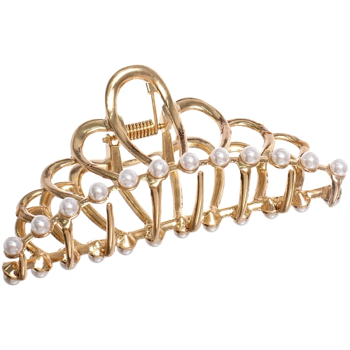 Заколка - краб для волос на блистере PREMIUM, диадема, цвет серебро и золото, 9,5см_4