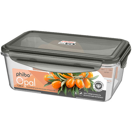 Контейнер для продуктов 1,35л прямоугольный "OPAL" черный