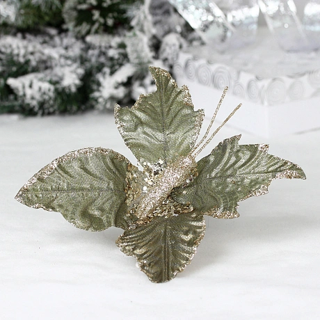 Украшение новогоднее "Волшебная бабочка" 24*14 см, Изумруд/шампань