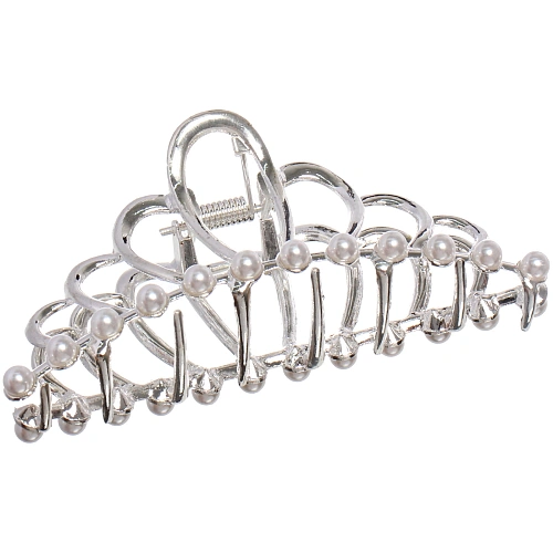 Заколка - краб для волос на блистере PREMIUM, диадема, цвет серебро и золото, 9,5см_5