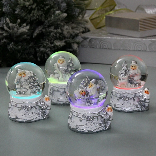 Сувенир Снежный шар "Белая сказка" 6.5*6.5*10 см (с подсветкой), микс