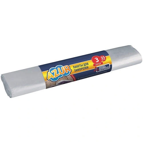Пакеты для заморозки 3л 35шт "Azur" 26*40см прочные 15мкм 917210