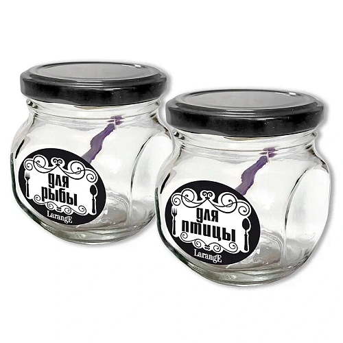 Набор стеклянных банок для продуктов 2шт, 200мл "Для рыбы, для птицы"