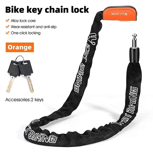 Замок велосипедный тросовый West biking, YP0705097, чёрный-оранжевый