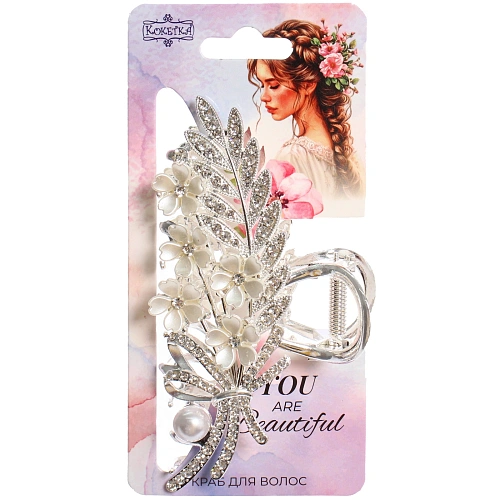 Заколка - краб для волос на блистере LAVITA, веточка, цвет серебро и золото, 115,5см_9