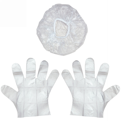 Набор для окрашивания волос одноразовый - перчатки, пеньюар и шапочка_6