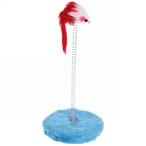 Игрушка для кошек на пружине "Поймай меня" 10*10*20см с бубенцом, цвет голубой✦