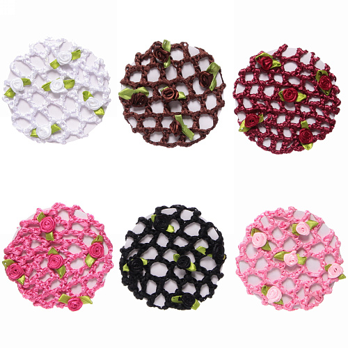 Сетка на пучок Ballet style - Розочки, микс 6 цветов, d-10см_4
